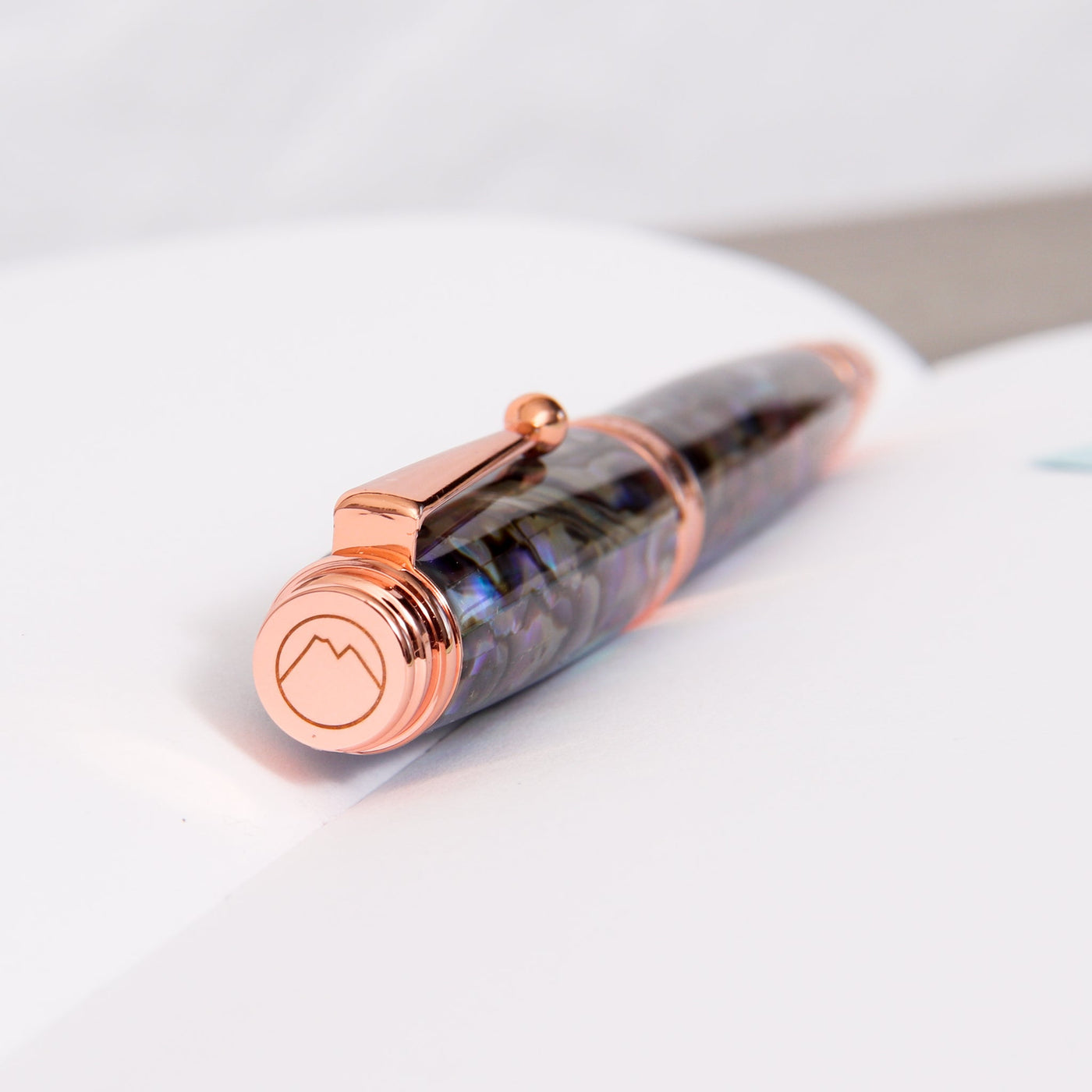 Monteverde-Invincia-Deluxe-Abalone-&-Rose-Gold-Fountain-Pen-Cap-And-Spring-Metal-Clip