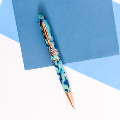 Monteverde Mountains of the World Blue Ballpoint Pen Blue And Rose Gold