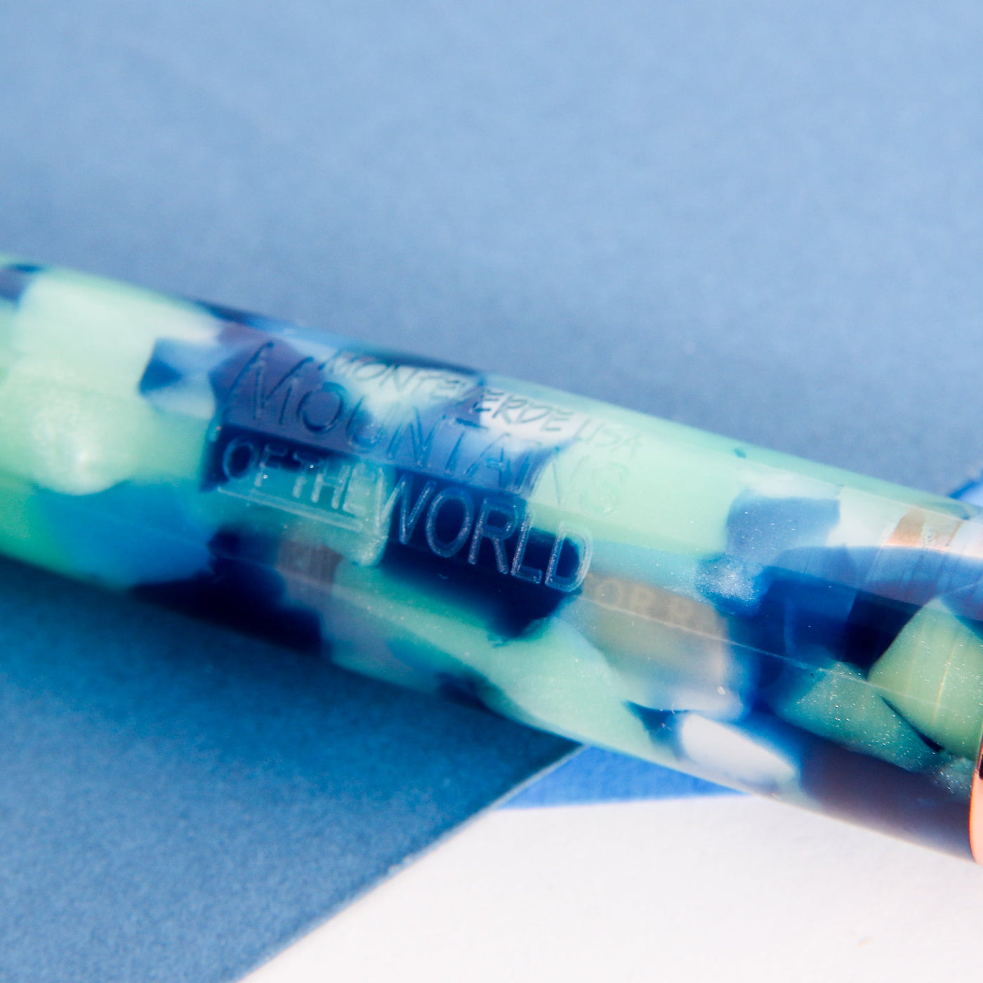 Monteverde Mountains of the World Blue Ballpoint Pen Engraved Details