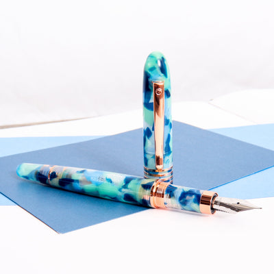 Monteverde Mountains of the World Blue Fountain Pen Blue And Rose Gold