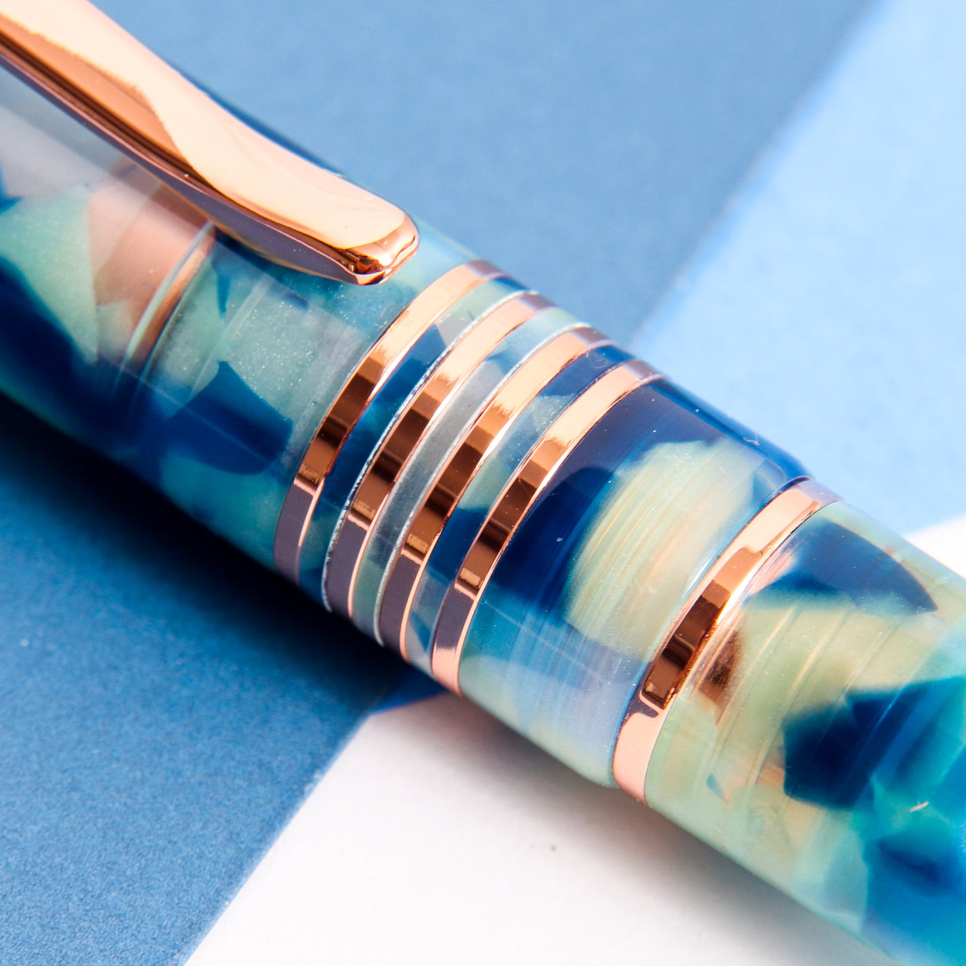 Monteverde Mountains of the World Blue Fountain Pen Clip Details