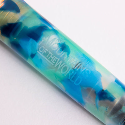 Monteverde Mountains of the World Blue Fountain Pen Engraved Details