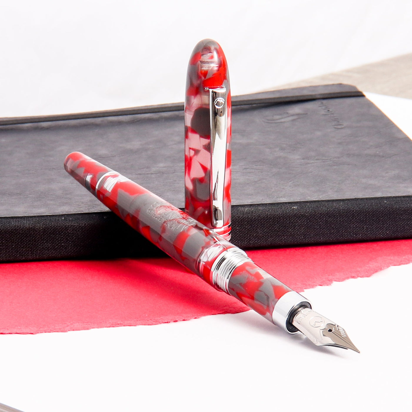 Monteverde Mountains of the World Ruby Red Fountain Pen Red And Grey Resin