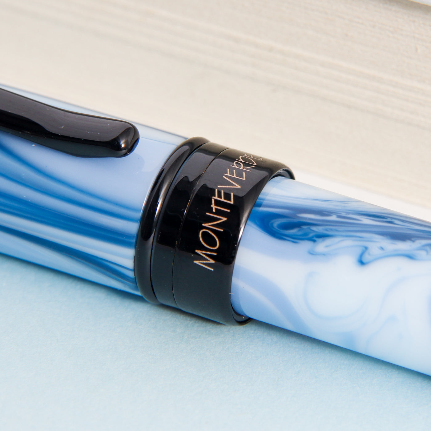 Monteverde Prima Blue Swirl Ballpoint Pen Details