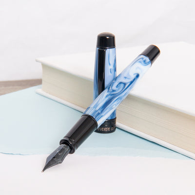 Monteverde Prima Blue Swirl Fountain Pen Blue Shades And White