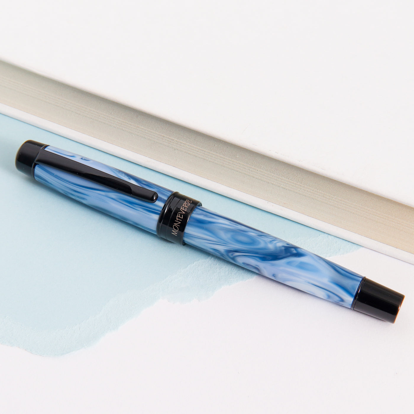 Monteverde Prima Blue Swirl Fountain Pen Hand Made Resin