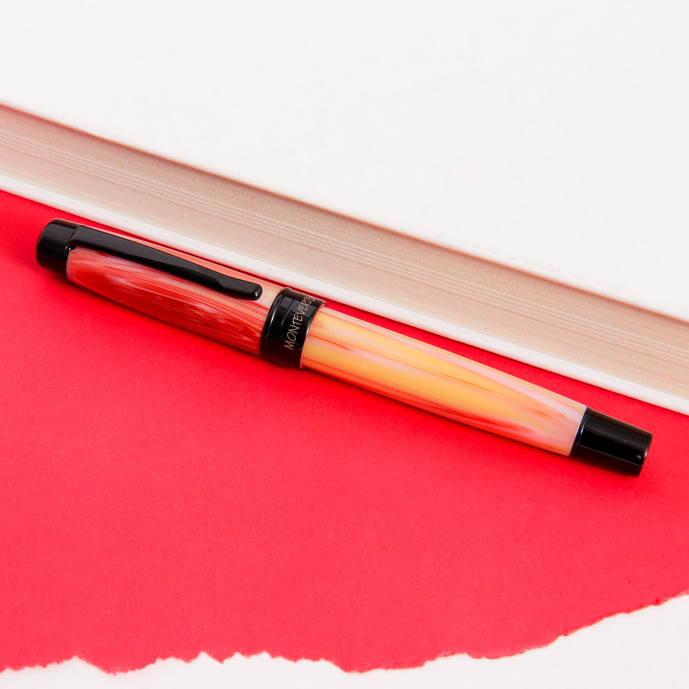 Monteverde Prima Red Swirl Fountain Pen Acrylic Resin