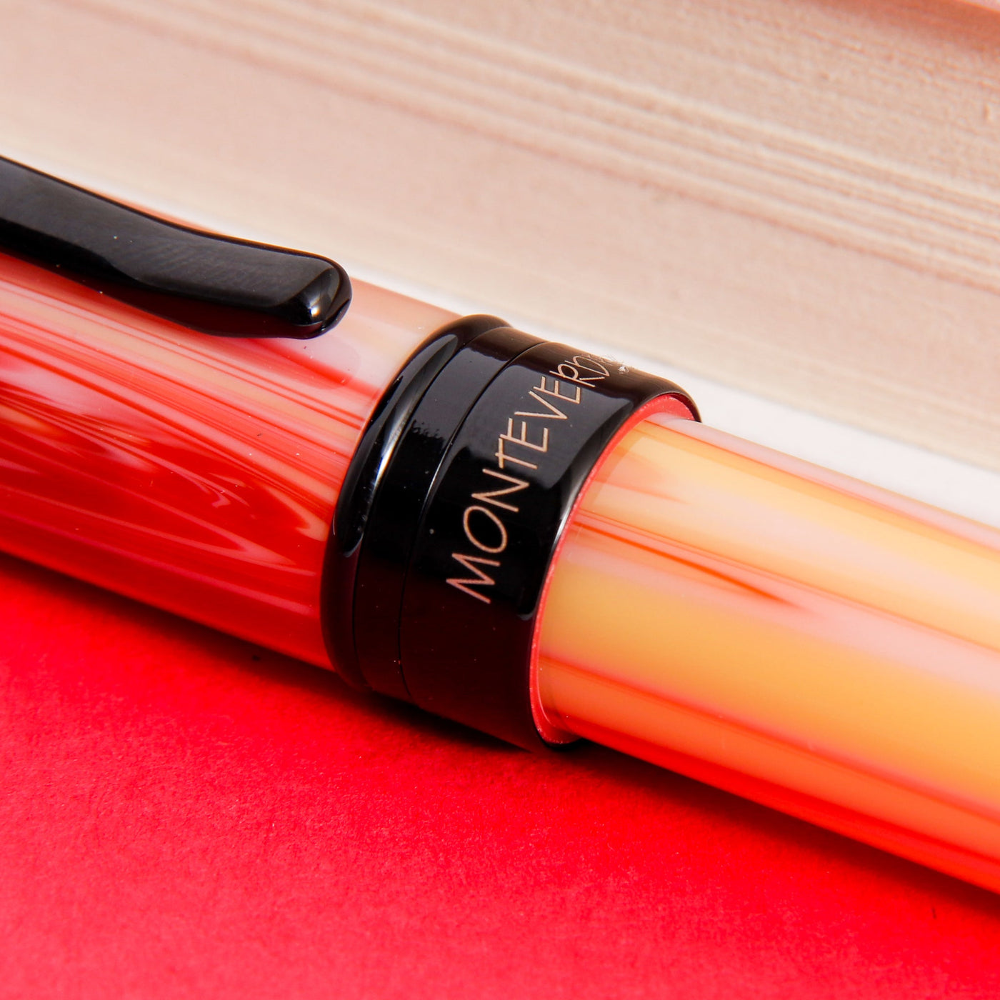 Monteverde Prima Red Swirl Fountain Pen Details