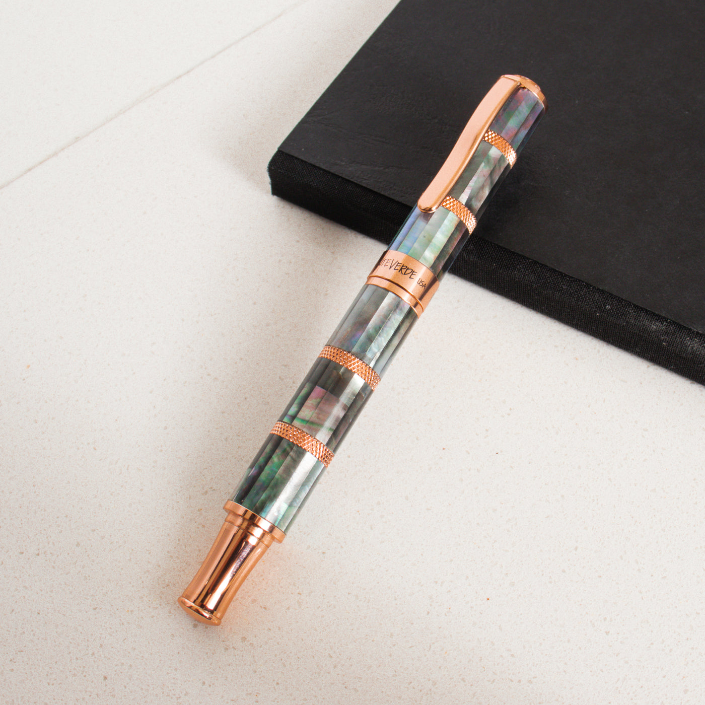 Monteverde Regatta Black Mother of Pearl Rose Gold Fountain Pen