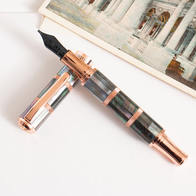 Monteverde Regatta Black Mother of Pearl Rose Gold Fountain Pen