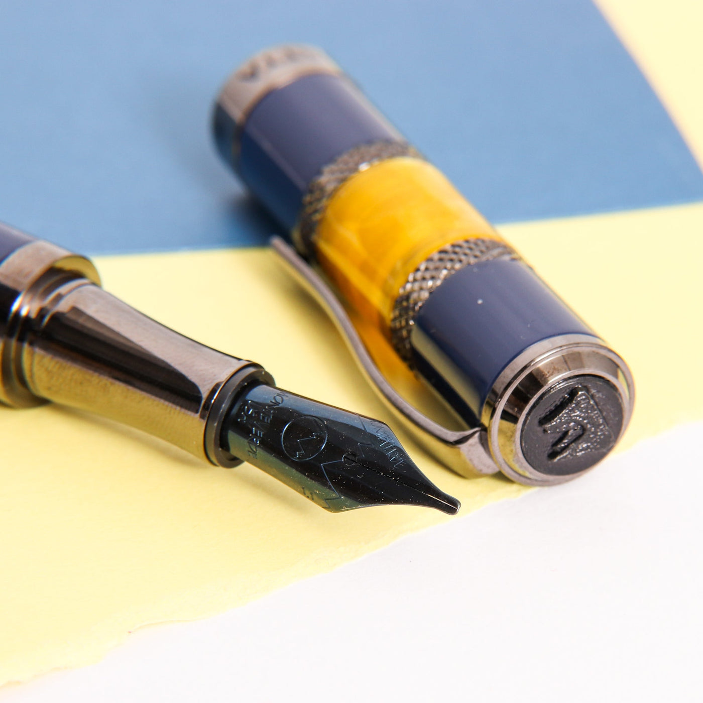 Monteverde-Regatta-Sport-Blue-Yellow-Fountain-Pen-Nib-Details