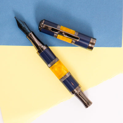 Monteverde-Regatta-Sport-Blue-Yellow-Fountain-Pen-With-Gunmetal-Trim