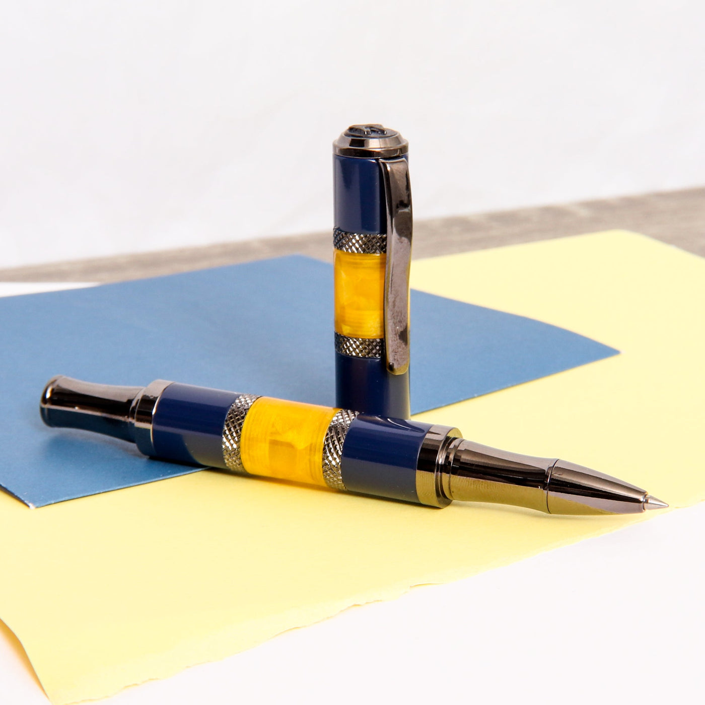 Monteverde-Regatta-Sport-Blue-Yellow-Rollerball-Pen-Uncapped