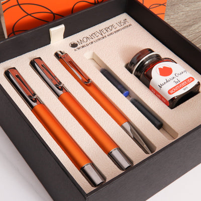 Monteverde Ritma Anodized Orange 3 + 2 Piece Set Inside Packaging