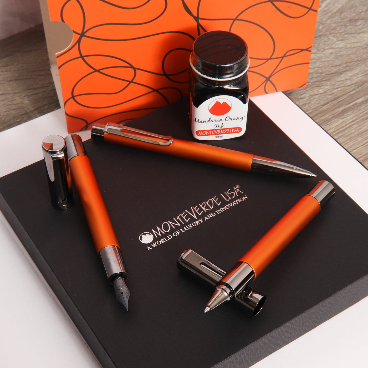 Monteverde Ritma Anodized Orange 3 + 2 Piece Set Pens And Ink