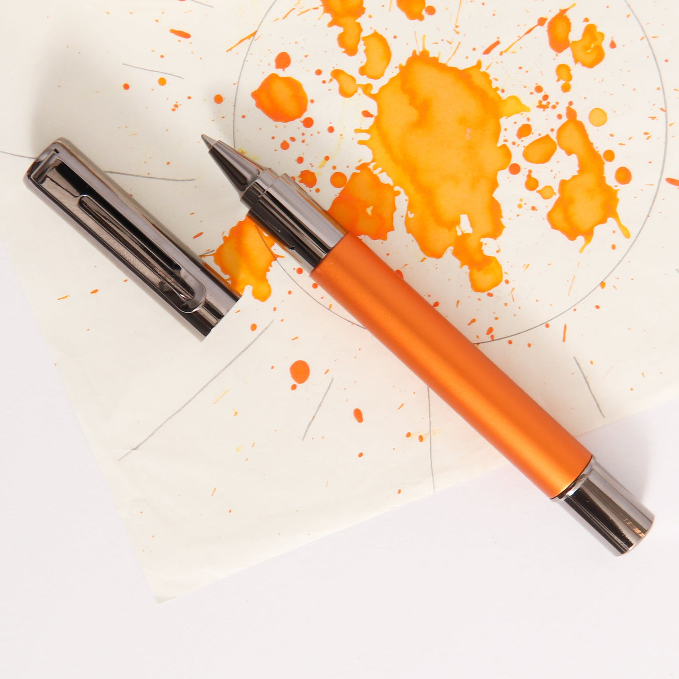 Monteverde Ritma Anodized Orange 3 + 2 Piece Set Rollerball Pen Gunmetal Trim