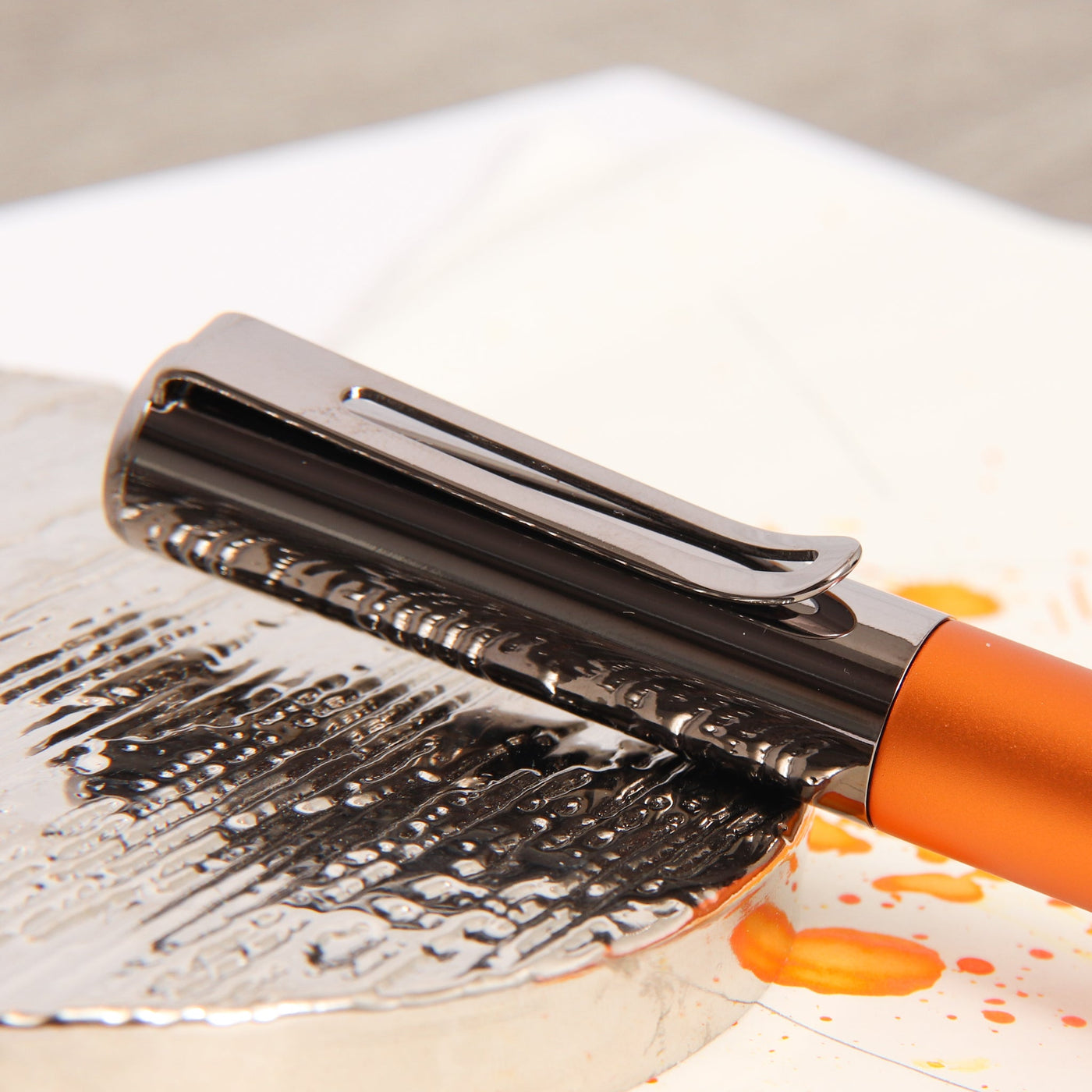 Monteverde Ritma Anodized Orange Fountain Pen Clip