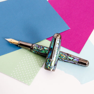 Monteverde-Super-Mega-Abalone-&-Gunmetal-Fountain-Pen-14k-Nib-Blue-Purple-Green