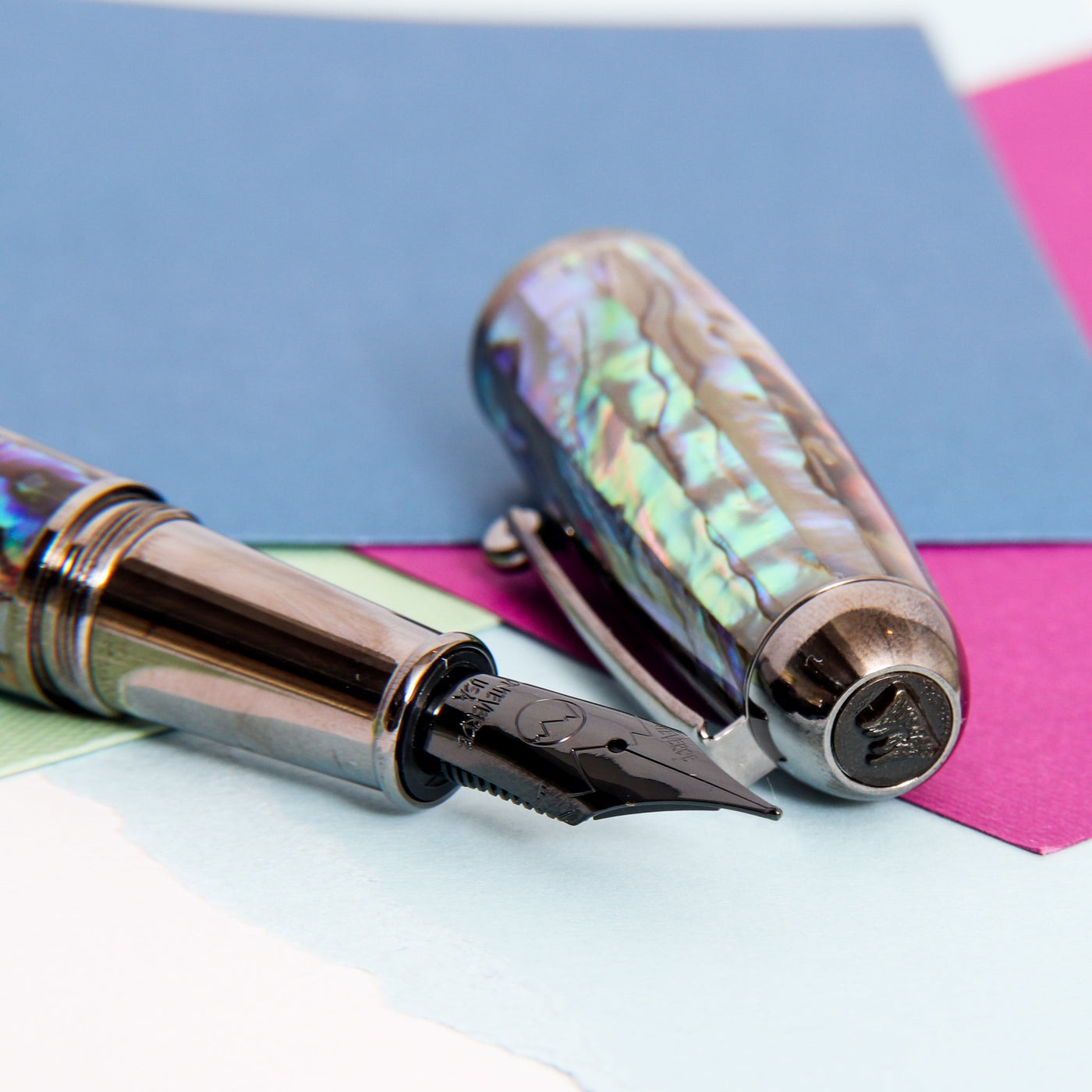 Monteverde-Super-Mega-Abalone-&-Gunmetal-Fountain-Pen-Nib-Details