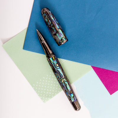 Monteverde-Super-Mega-Abalone-&-Gunmetal-Rollerball-Pen-With-Dark-Trim