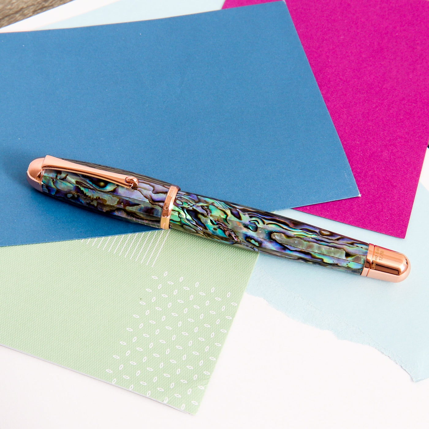 Monteverde-Super-Mega-Abalone-&-Rose-Gold-Fountain-Pen-14k-Nib-Capped