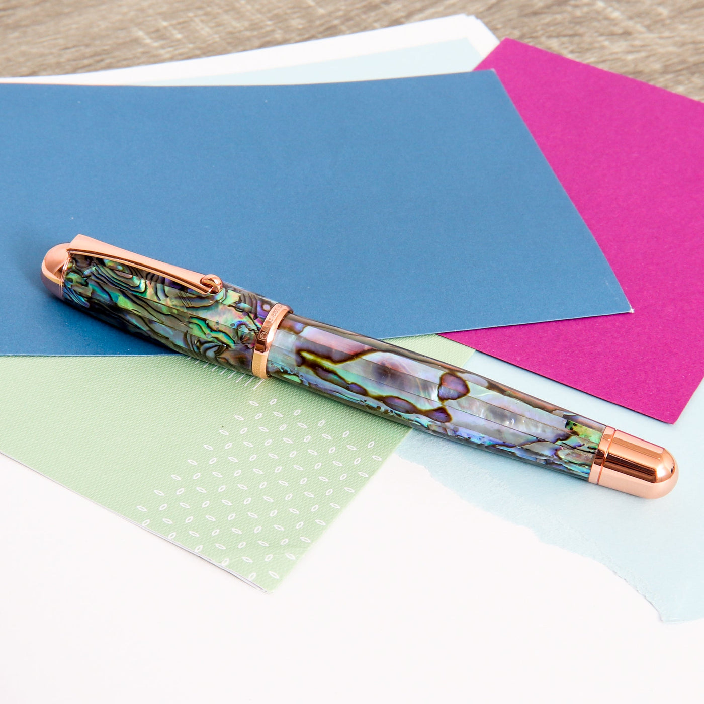 Monteverde-Super-Mega-Abalone-&-Rose-Gold-Fountain-Pen-Capped