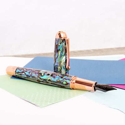 Monteverde-Super-Mega-Abalone-&-Rose-Gold-Fountain-Pen-Uncapped