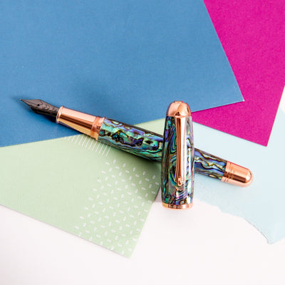 Monteverde-Super-Mega-Abalone-&-Rose-Gold-Fountain-Pen-With-Black-Nib