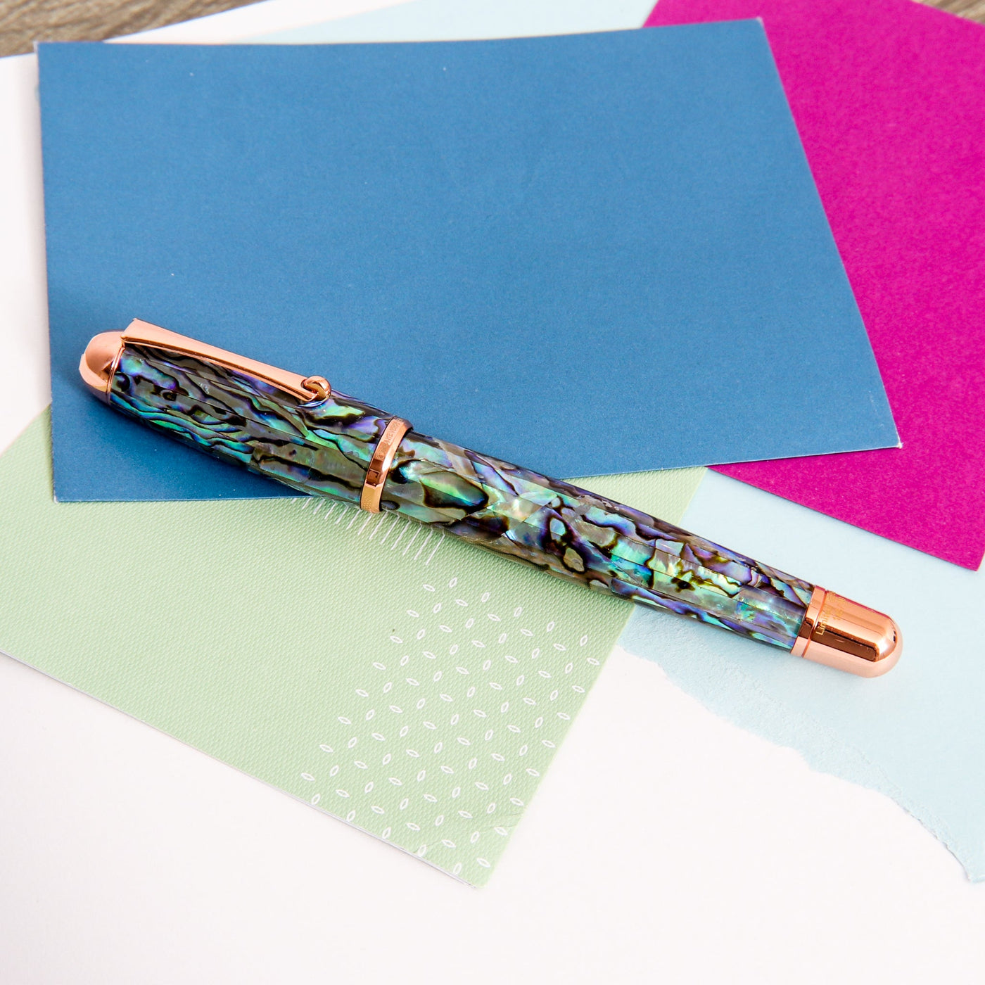 Monteverde-Super-Mega-Abalone-&-Rose-Gold-Rollerball-Pen-Capped