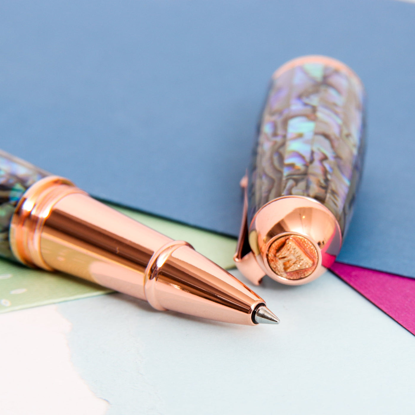 Monteverde-Super-Mega-Abalone-&-Rose-Gold-Rollerball-Pen-Tip-Details