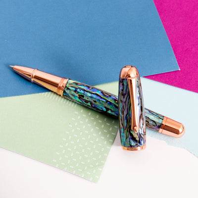 Monteverde-Super-Mega-Abalone-&-Rose-Gold-Rollerball-Pen-With-Gold-Plated-Trim