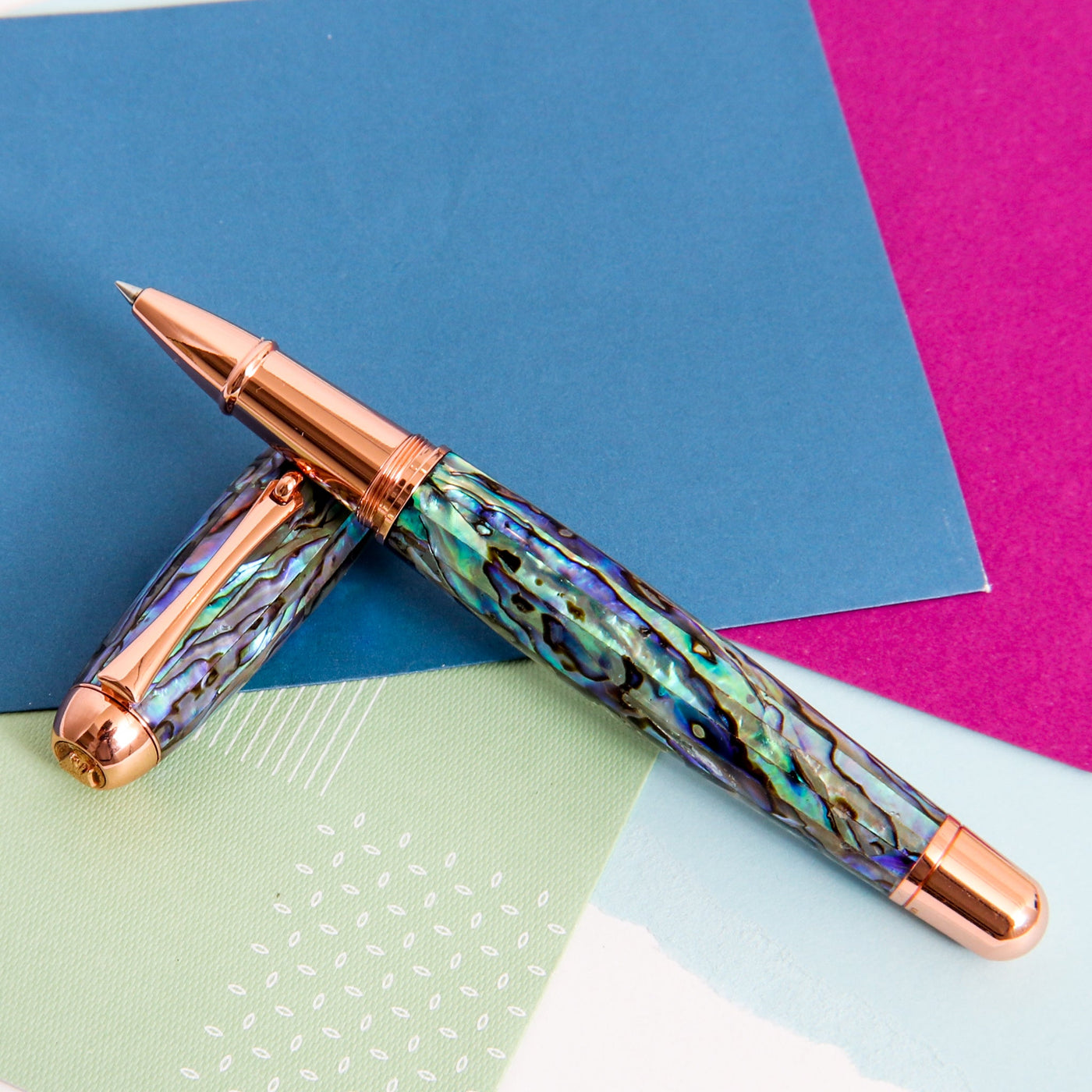 Monteverde-Super-Mega-Abalone-&-Rose-Gold-Rollerball-Pen