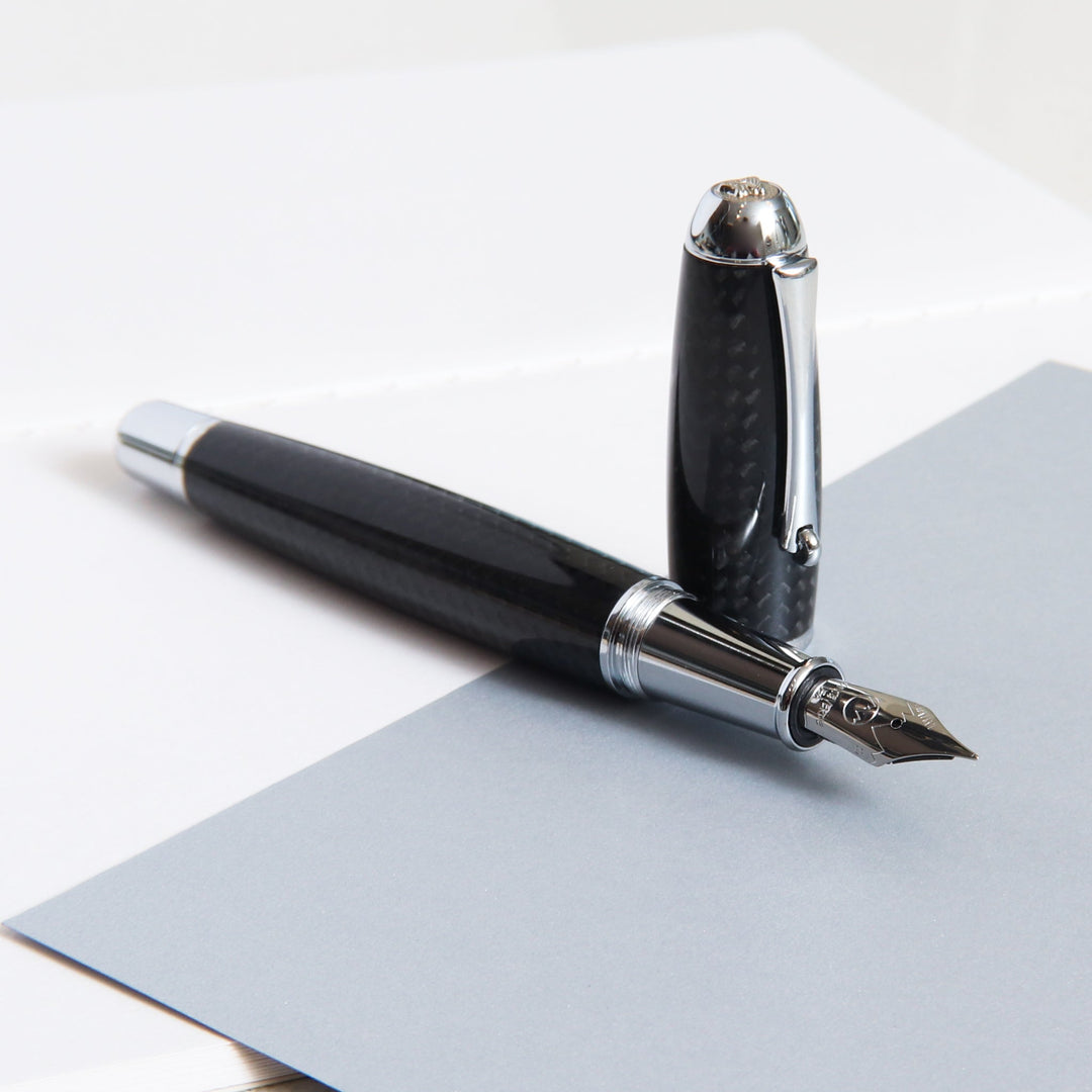 Monteverde Super Mega Carbon Fiber Fountain Pen - Chrome – Truphae