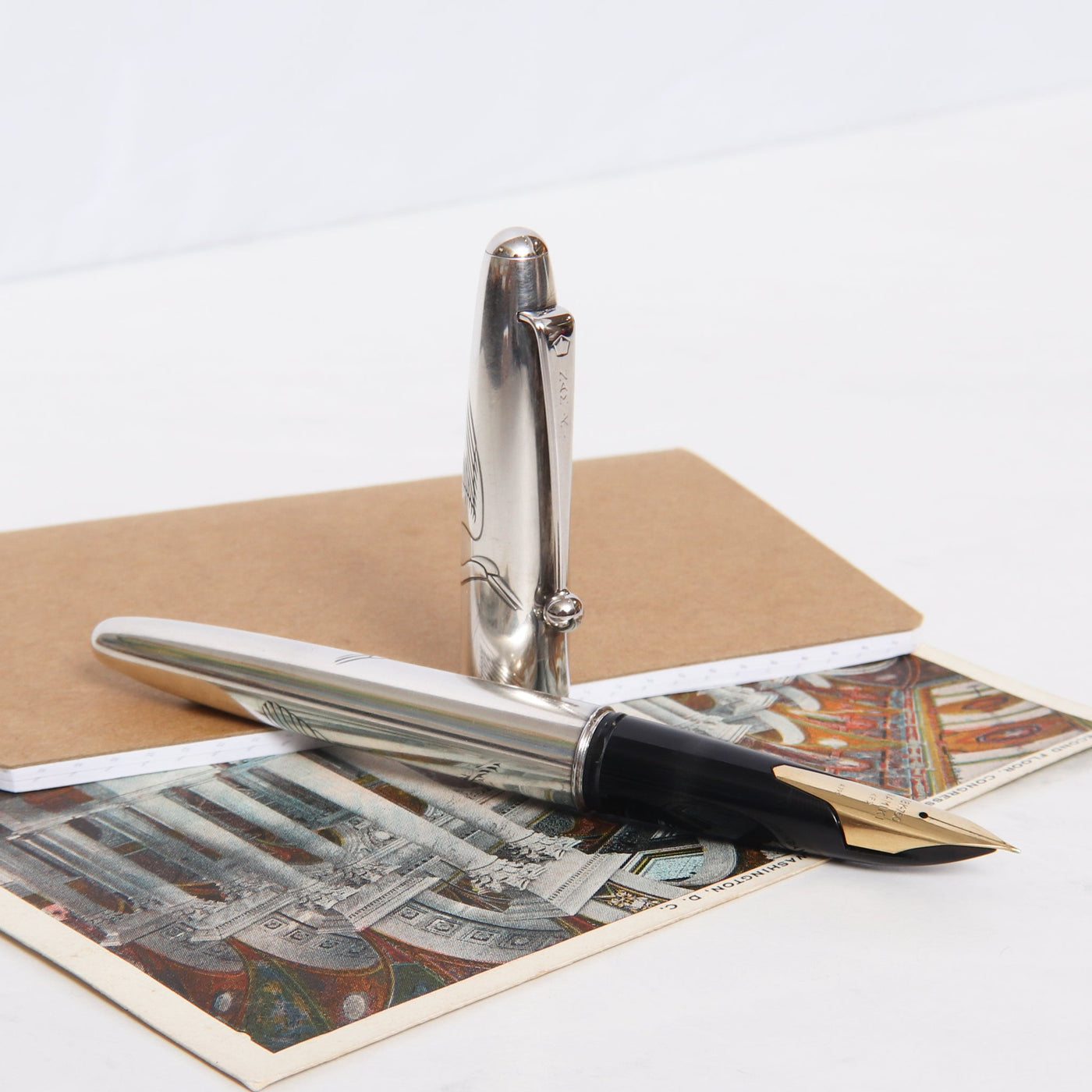 Namiki Crane Sterling Silver Fountain Pen Preowned Uncapped