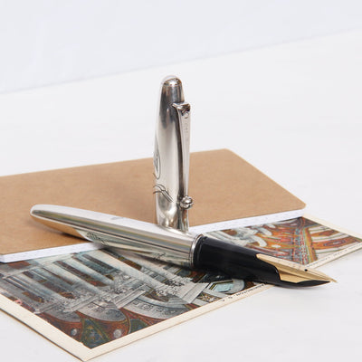 Namiki Crane Sterling Silver Fountain Pen Preowned Uncapped