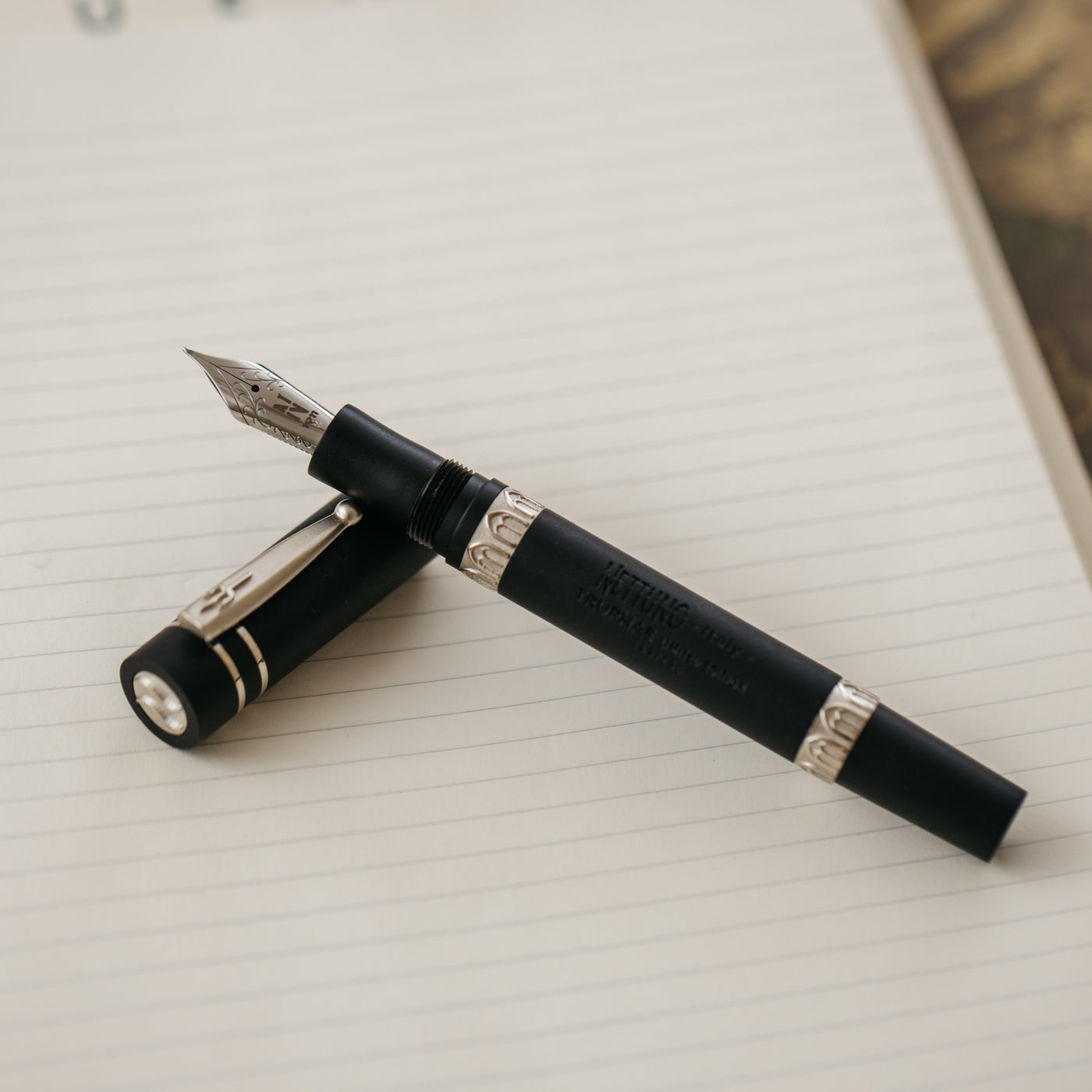 Nettuno 1911 Black Sands Silver Fountain Pen