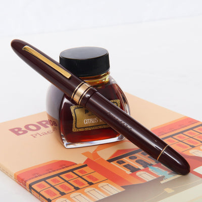 Omas 557S Burgundy & Gold Fountain Pen - Preowned Capped