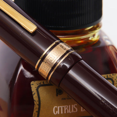 Omas 557S Burgundy & Gold Fountain Pen - Preowned Center Band