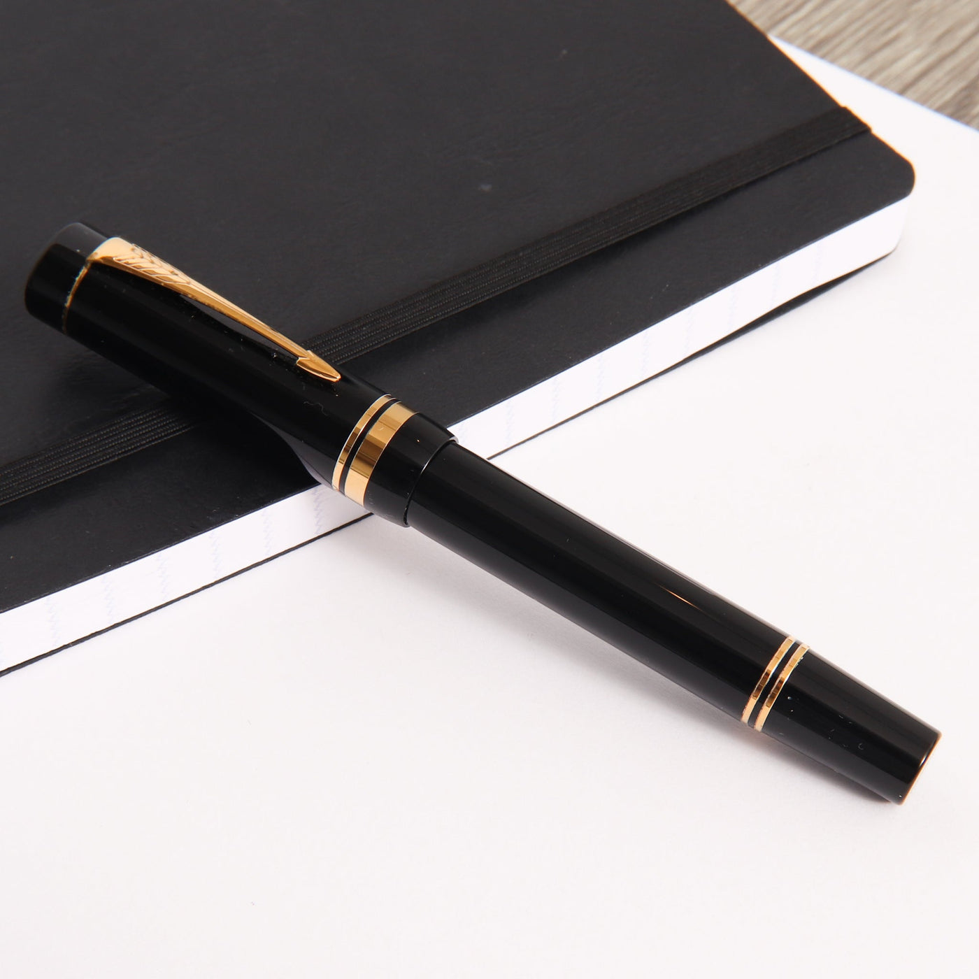 Parker Duofold Centennial Black & Gold Fountain Pen Capped