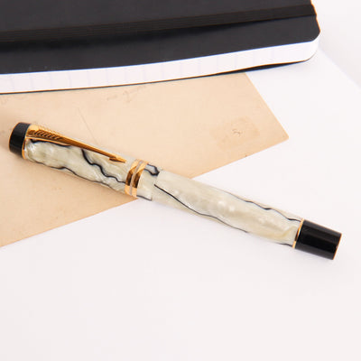 Parker-Duofold-Centennial-Pearl-&-Black-Fountain-Pen-Capped