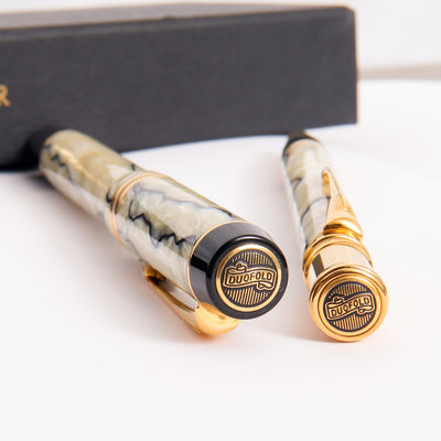 Parker Duofold Centennial Pearl & Black Fountain Pen & Ballpoint Set Cap Details