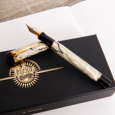Parker Duofold Centennial Pearl & Black Fountain Pen & Ballpoint Set Fountain Pen