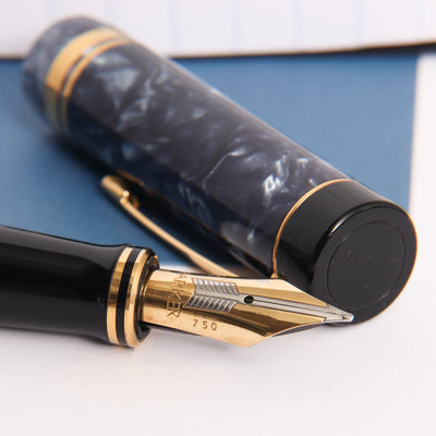 Parker Duofold International Blue Marble Fountain Pen Nib Details