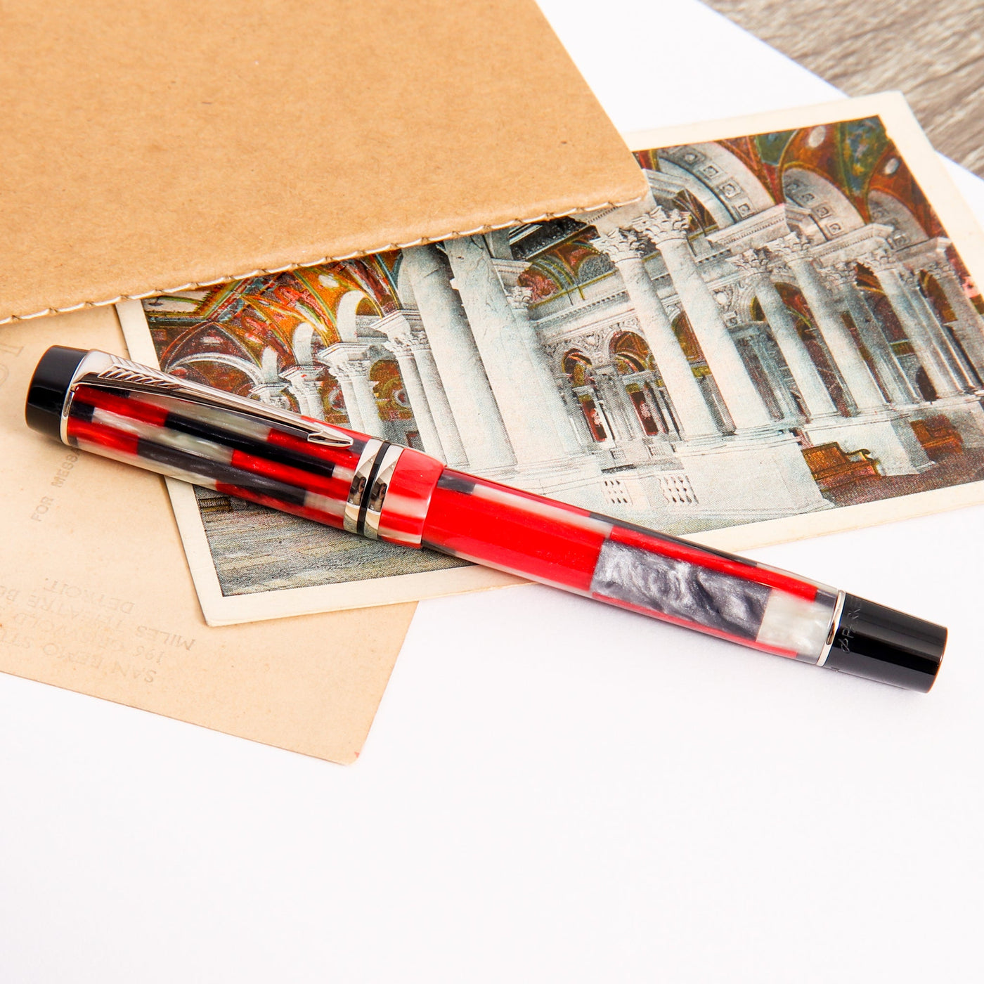 Parker Duofold International Mosaic Red Fountain Pen Capped