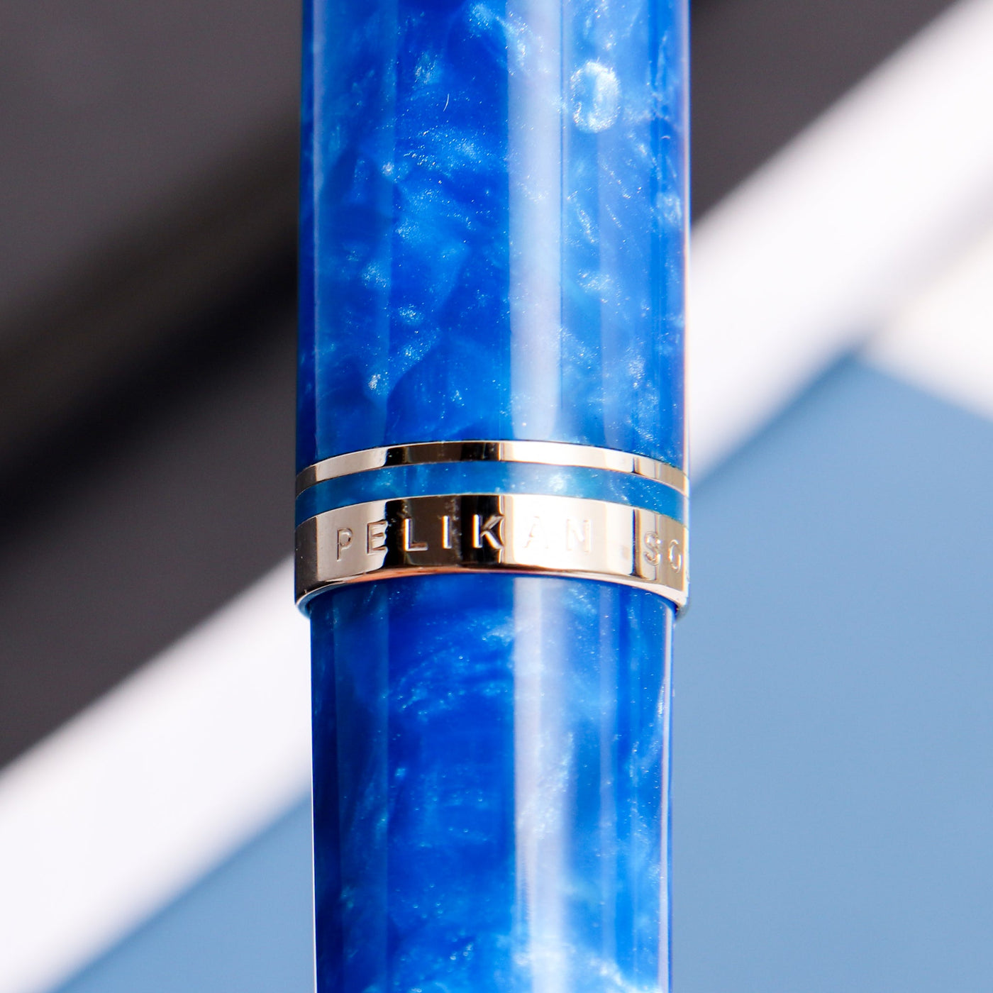 Pelikan-K805-Vibrant-Blue-Ballpoint-Pen-Center-Band