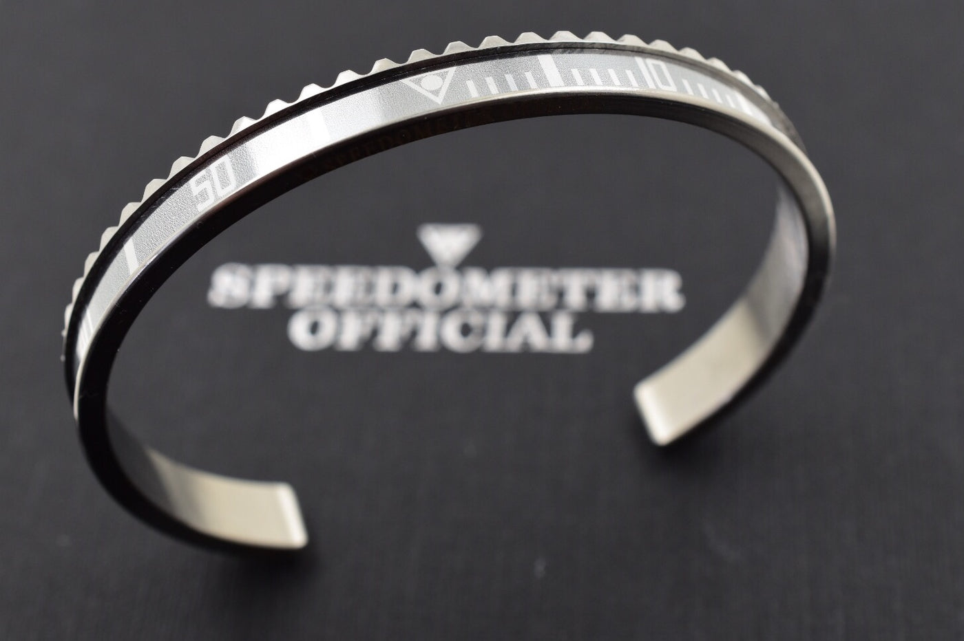 Speedometer Official Silver Steel with Grey Insert Bangle Bracelet-Speedometer Official-Truphae