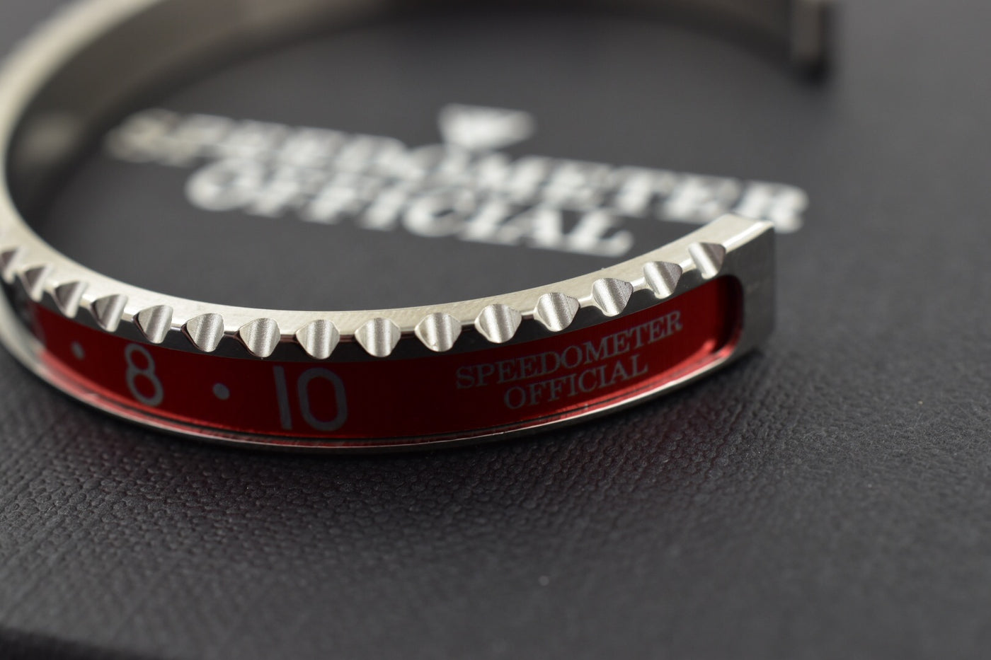 Speedometer Official Silver Steel with Black & Red Insert Bangle Bracelet-Speedometer Official-Truphae