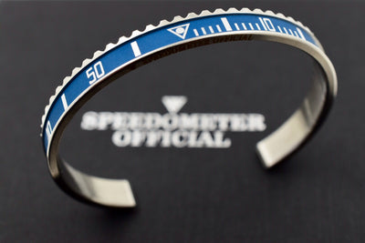 Speedometer Official Silver Steel Vintage Matt Blue & Silver Bangle Bracelet-Speedometer Official-Truphae