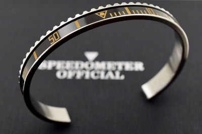 Speedometer Official Silver Steel Vintage Matt Black & Sand Gold Bangle Bracelet-Speedometer Official-Truphae