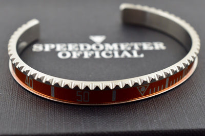 Speedometer Official Silver Steel with Orange Insert Bangle Bracelet-Speedometer Official-Truphae